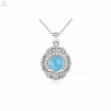 OEM 925 Sterling Silver Blue Stone Pendant Necklace